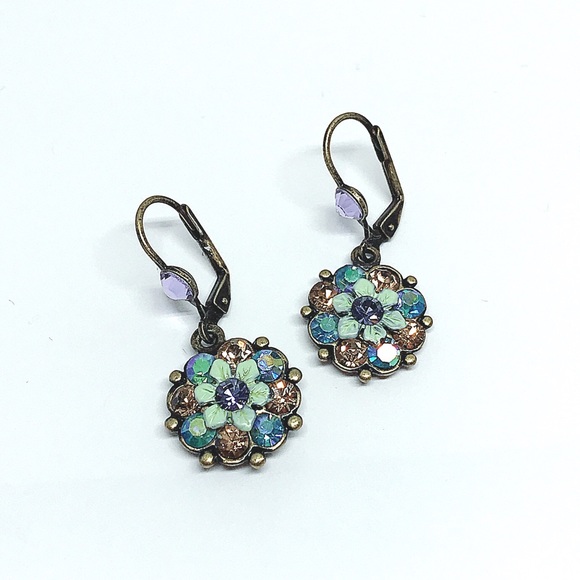 Colorful Vintage Look Flowers Drop Earring - Picture 2 of 8